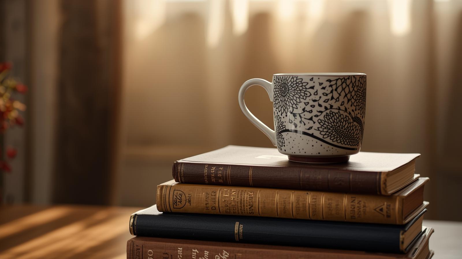 Coffee and books study wallpaper